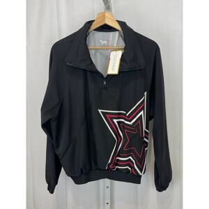 NWT GOLDSHEEP Star Flash Windbreaker Jacket 1/4 Zip Pullover Black Red Size S